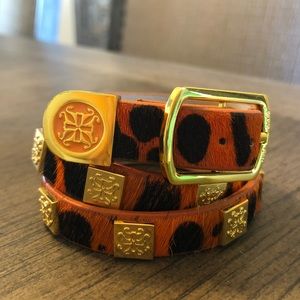 NWOT Rustic Cuff Orange Leopard Meagan Calfskin
